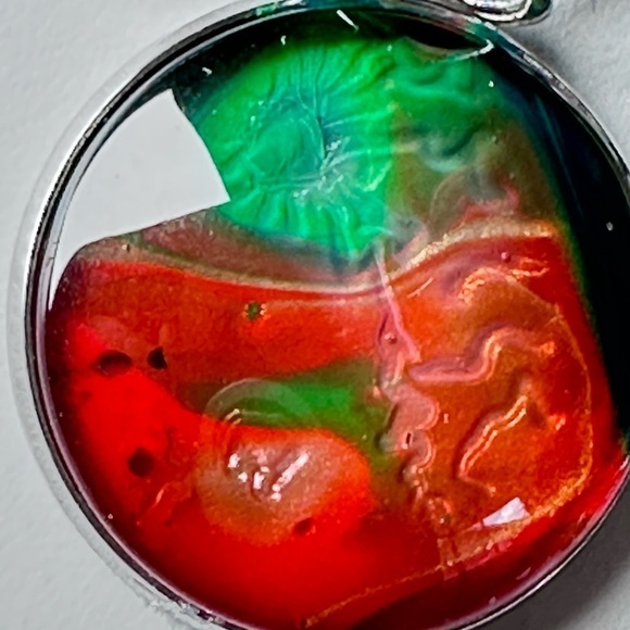 Vibrant Multicolor Pendant and Earring Set Handmade Jewelry Acrylic Paint 4175 - Picture 5 of 12